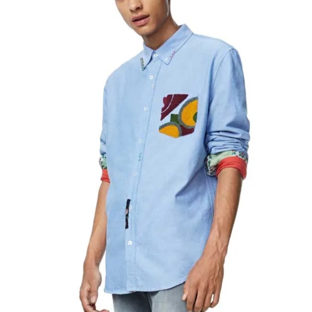 Desigual Man Aleix Long Sleeve Shirt Size Large